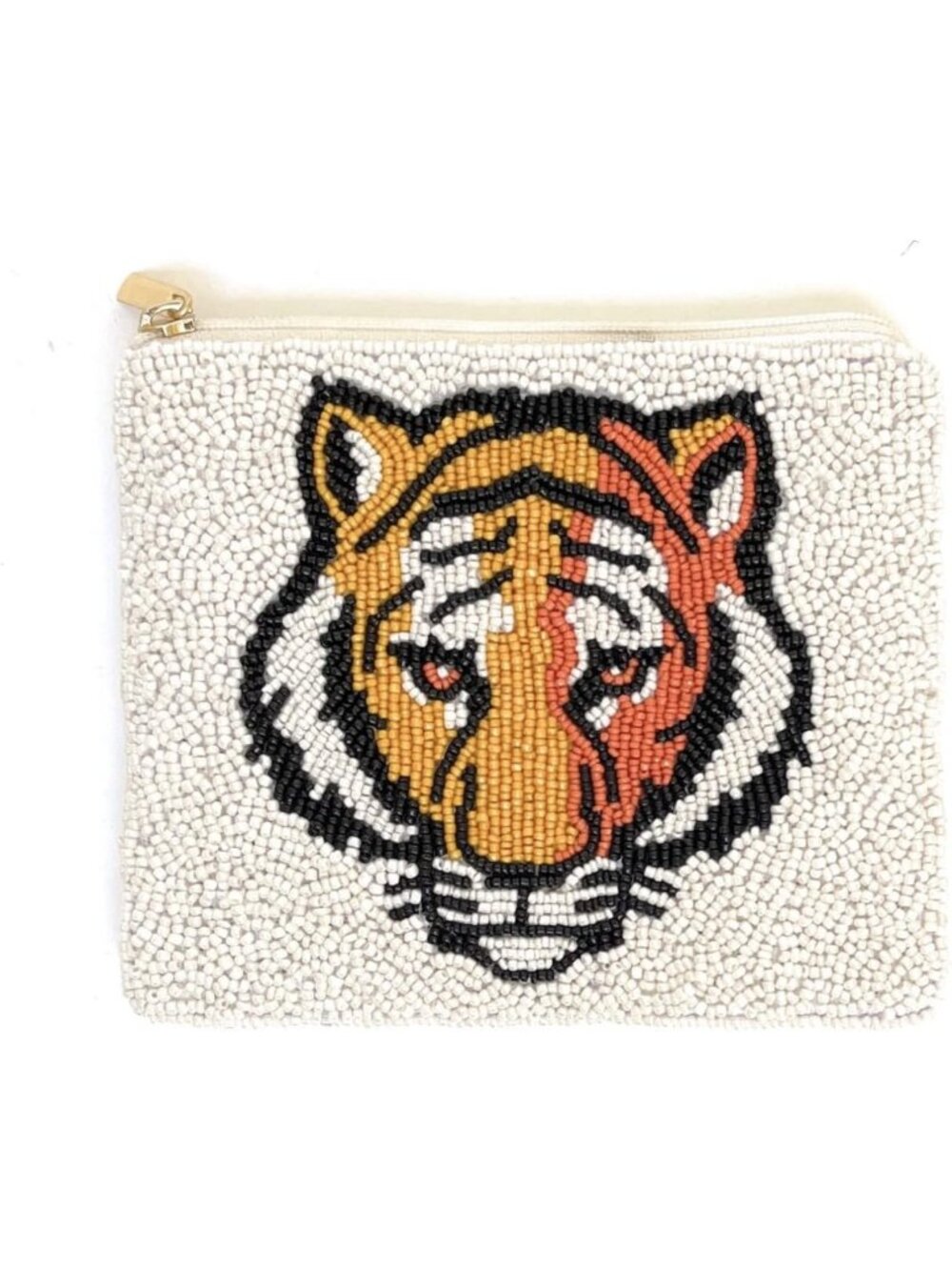 Chic Beaded Tiger Print Pouch - Stylish Accessory for Everyday Use